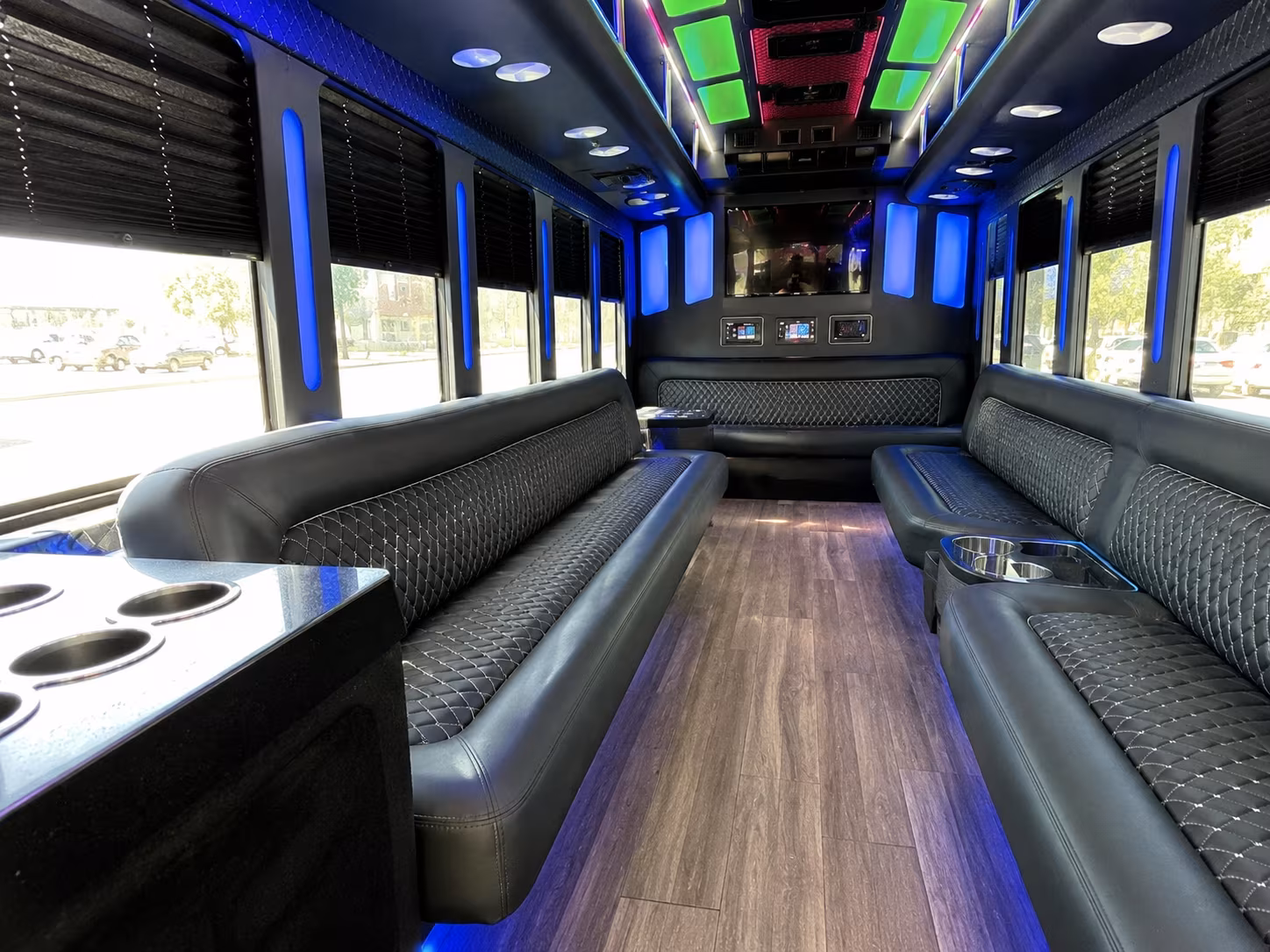 fresno 15 passenger party bus inside