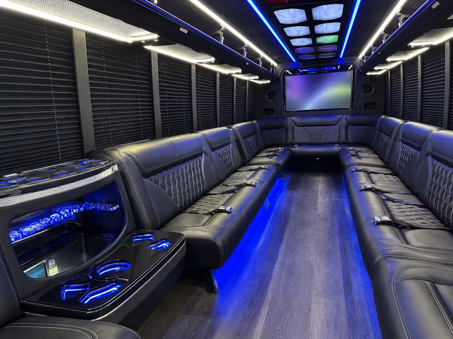 fresno 20 passenger party bus inside