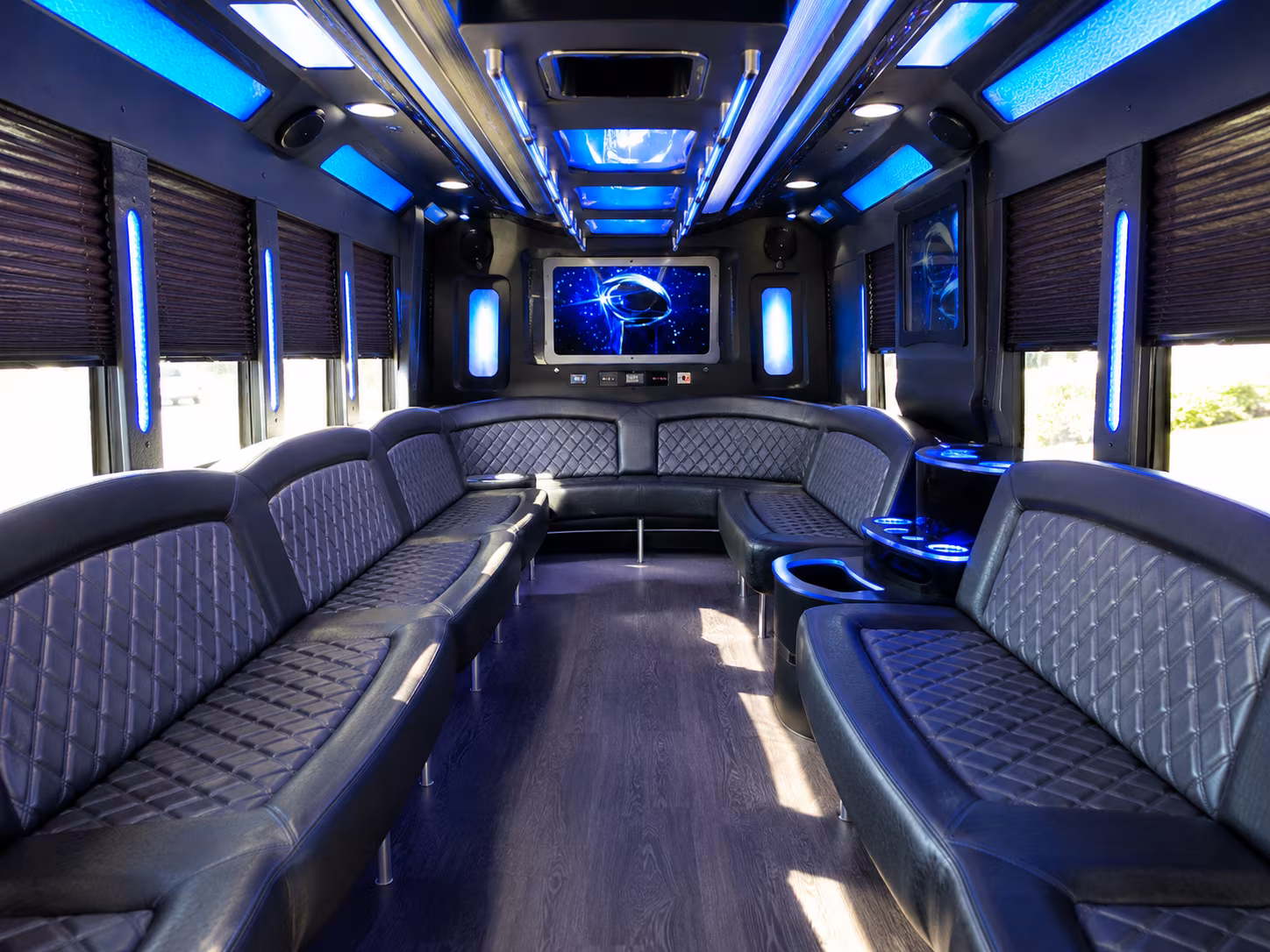fresno 28 passenger party bus inside