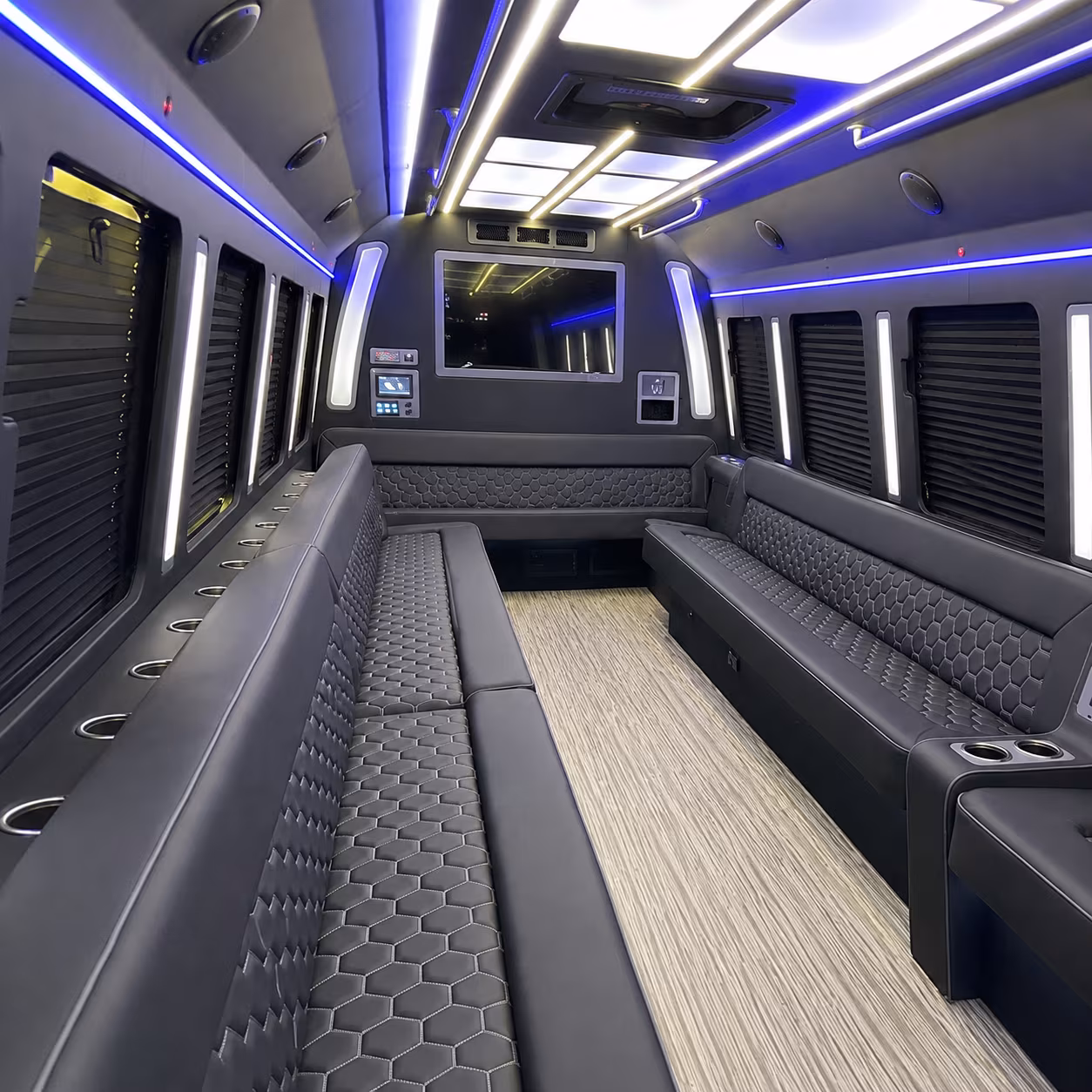 fresno 40 passenger party bus inside