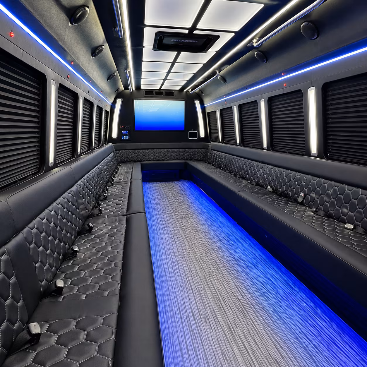 fresno 50 passenger party bus inside